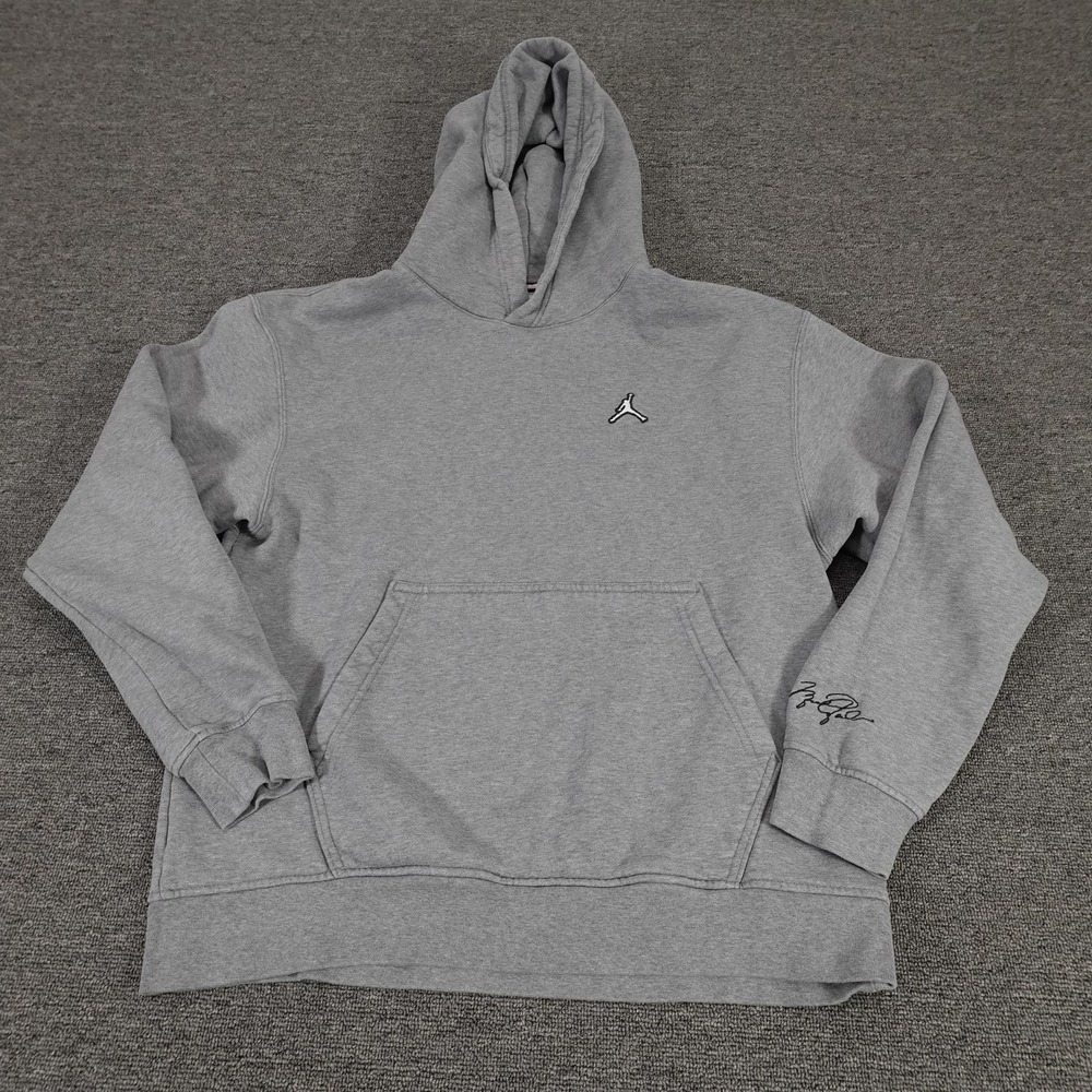 Jordan Hoodie Youth Medium Gray Jumpman Logo Fleece Pullover Sweatshirt